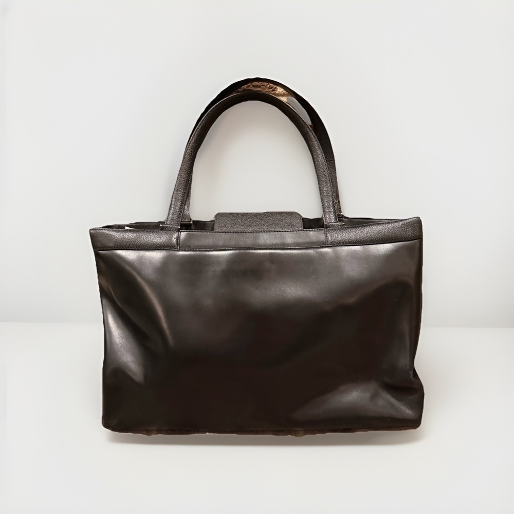 Hartmann Black Leather Tote Bag Shoulder Work Briefcase Magnetic Closure Large